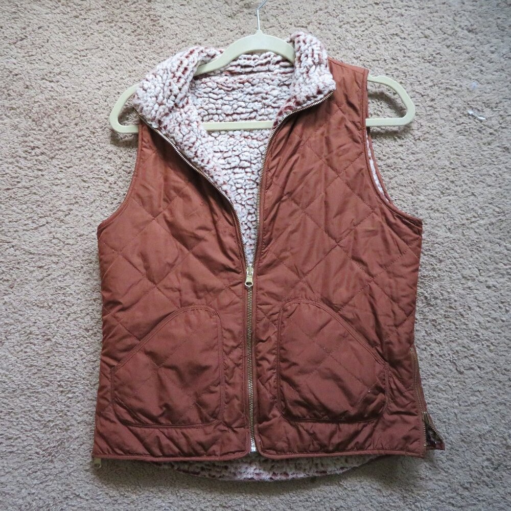 Brown Furry Winter Vest Zip Up